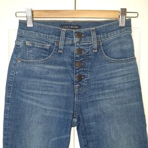 Lucky Brand High Rise Button-Fly Denim Jeans. Bridgette. 25 Long. Stretch